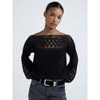 River Island Lace Hybrid Jumper - Black