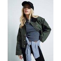 Ri Petite Petite Waxed Wax Jacket - Khaki