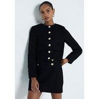 River Island Cropped Collarless Jacket - Black