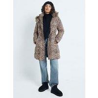 River Island Leopard Puffer - Dark Brown