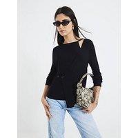 River Island Wrap Asymmetric Top - Black