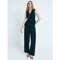 River Island Velvet Tailored Waistcoat - Dark Green