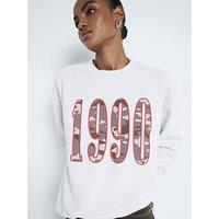 River Island Camo Slogan Sweatshirt - Cream