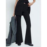 River Island Wide Leg Texture Trousers - Black