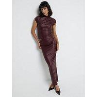 River Island Coated Midi Skirt - Dark Red
