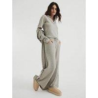 River Island Marl Rib Wide Leg Trouser - Brown Marl