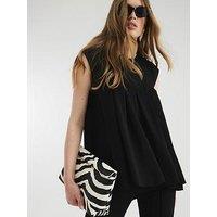 River Island Pleated Tank Top - Black