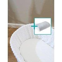 Clair De Lune Moses Basket Sheets & Pram Cellular Blanket - White