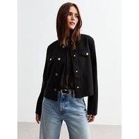 New Look Felted Collarless Jacket - Black