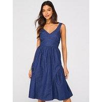 V By Very Tiered Denim Dress - Dark Wash