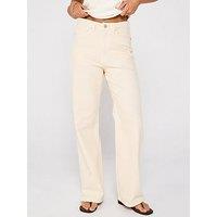 V By Very High Rise Wide Jeans - Ecru