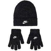 Nike Juniors Girls Twinkle Cozy Beanie Set - Black