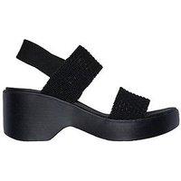 Skechers Cali Day Woven Stretch Double Band Sling Back Heeled Sandal - Black Woven Gore