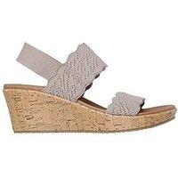 Skechers Beverlee Timeless Touch Crochet Scallop Sling Back Sandal - Taupe Crochet Knit