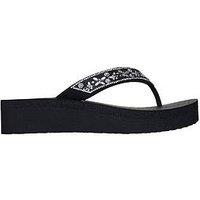 Skechers Vinyasa Butterfly And Flower Gem Thong Sandal - Black Mitobuck