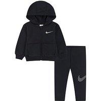 Nike Infants Girls Shine Hoody Legging Tracksuit - Black