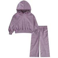 Nike Kids Girls Cozy All Over Print Monogram Tracksuit - Purple