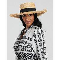 South Beach Straw Boater With Frayed Edge