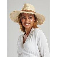 South Beach Fedora Hat With Frayed Edges And Metallic Band