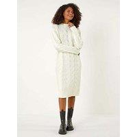 Roman Chunky Cable Knitted Jumper Dress - Ivory