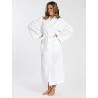 Loungeable Maxi Length Waffle Kimono Robe - White