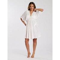 South Beach Metallic V Neck Sequin Stripe Mini Dress