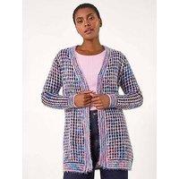 Roman Multi Spacedye Fluffy Cardigan - Purple
