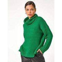 Roman Textured Cowl Neck Jumper - Green
