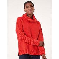 Roman Textured Cowl Neck Jumper - Red