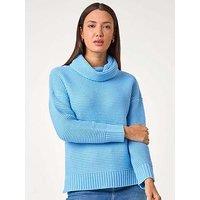 Roman Textured Cowl Neck Jumper - Blue