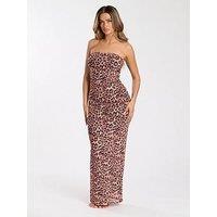 South Beach Printed Mesh Strapless Maxi Dress - Multi
