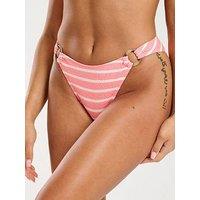 South Beach Stripe Crinkle Ring Side Brief - Orange