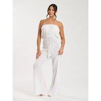 South Beach Crinkle Viscose Strapless Jumpsuit