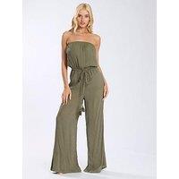 South Beach Crinkle Viscose Strapless Jumpsuit