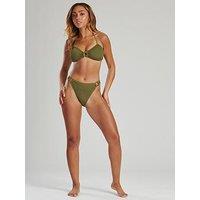 South Beach Crinkle Ring Bandeau Bikini Top - Khaki