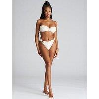 South Beach Crinkle Ring Bandeau Bikini Top - Cream