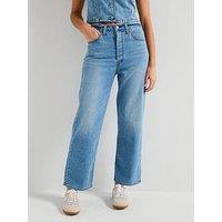 Levi'S Ribcage Straight Ankle Cotton Linen Jeans - Blue