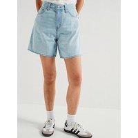 Levi'S High Rise Baggy Linen+ Denim Shorts - Blue