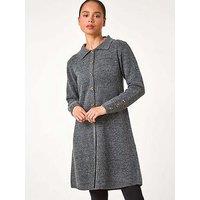 Roman Petite Collared Knit Shift Dress - Grey