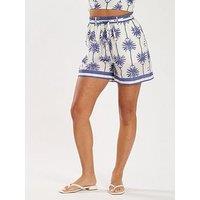 South Beach Printed Tie Waist Short - White