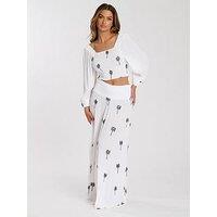 South Beach Embroidered Shirred Waist Maxi Skirt - White