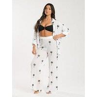South Beach Embroidered Beach Pant - White
