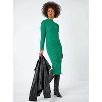 Roman Cable Knit Midi Jumper Dress - Green