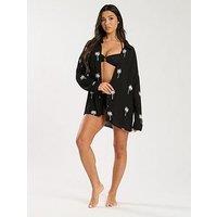 South Beach Embroidered Long Sleeve Shirt - Black