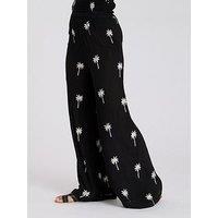 South Beach Embroidered Beach Pant - Black