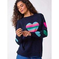 Roman Multi Heart Detail Longline Jumper - Blue