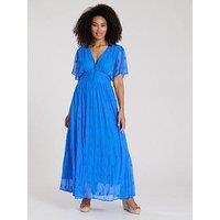 South Beach Sequin Detail Button Detail Midi Dress - Blue