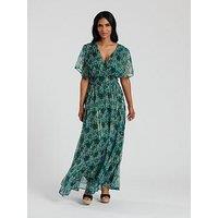 South Beach Metallic Chiffon Button Detail Midi Dress