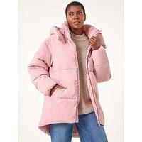 Roman Oversized Padded Hooded Coat - Pink