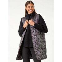Roman Quilted Collarless Button Detail Gilet - Grey